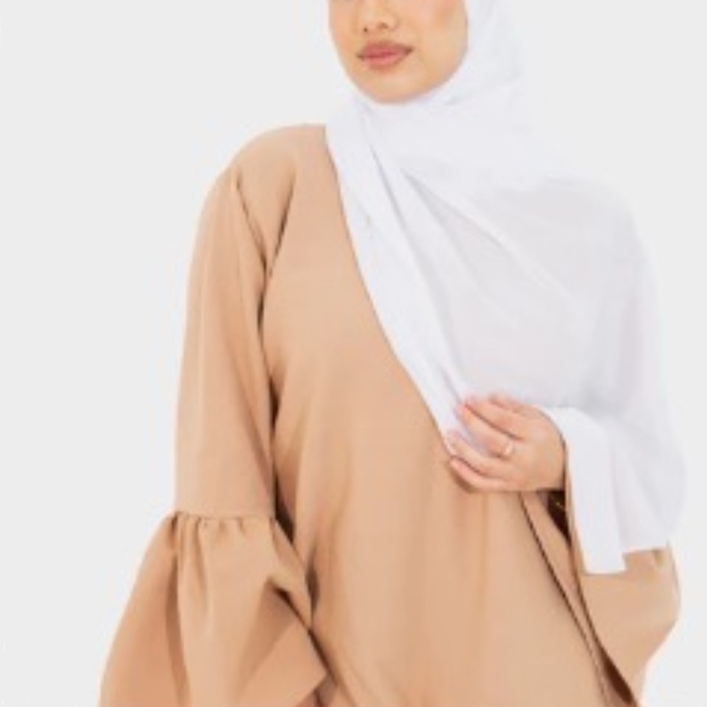Tan Bell Sleeve abaya maxi dress solid long